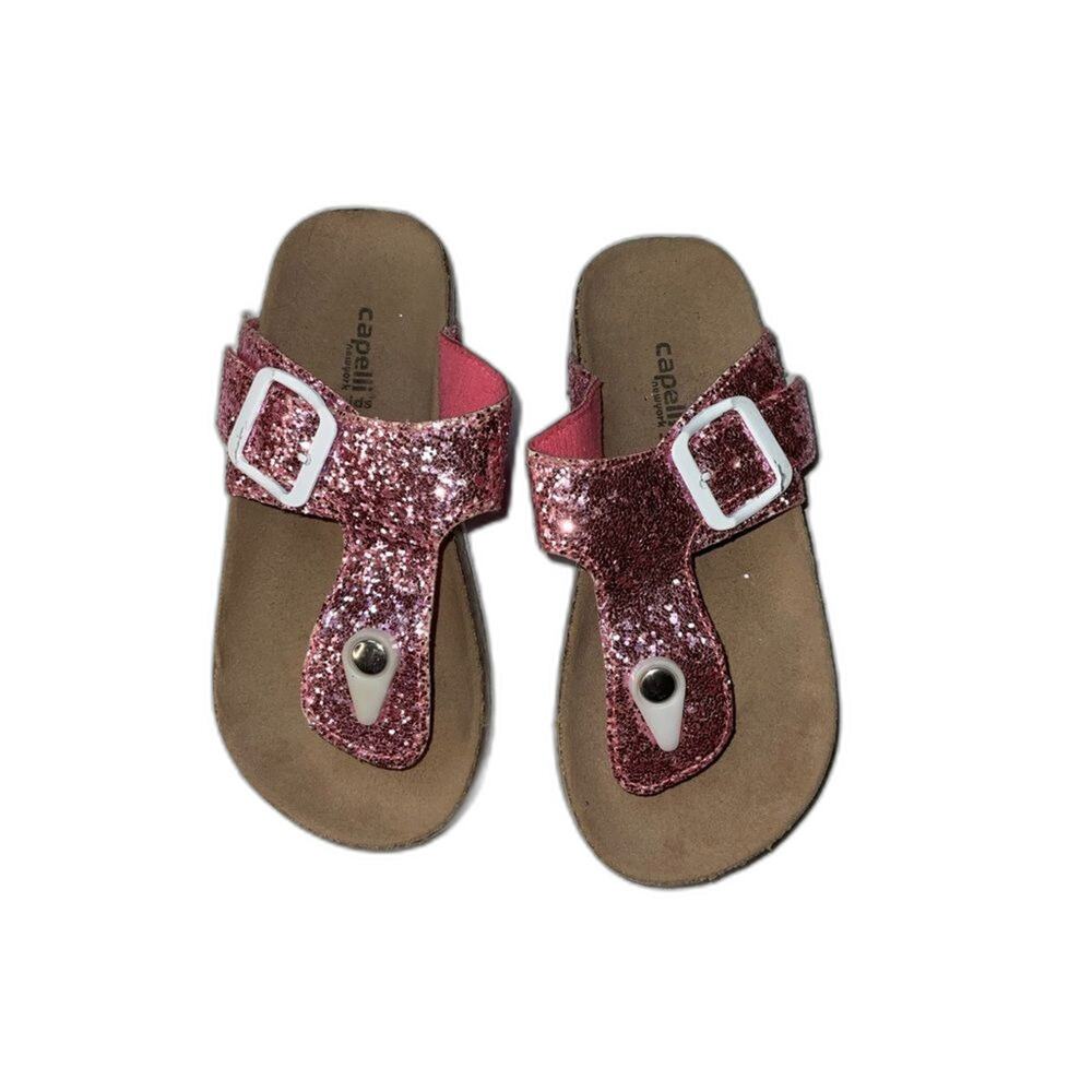 Capelli of New York girls Pink and white glitter Sandals size 2.5